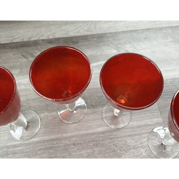 Demdaco Chocolate Berries Red Water Goblets Handblown Glass Set Of 4 - Picture 4 of 8